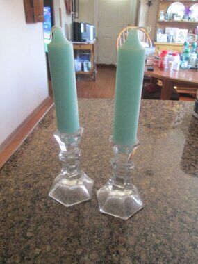 Set of Crystal Candle Sticks with Candles
